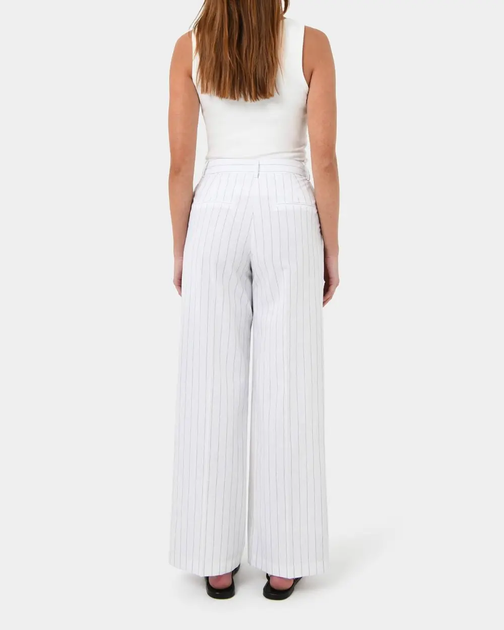 Stripe Cotton Blend Pants -Lvory Brown