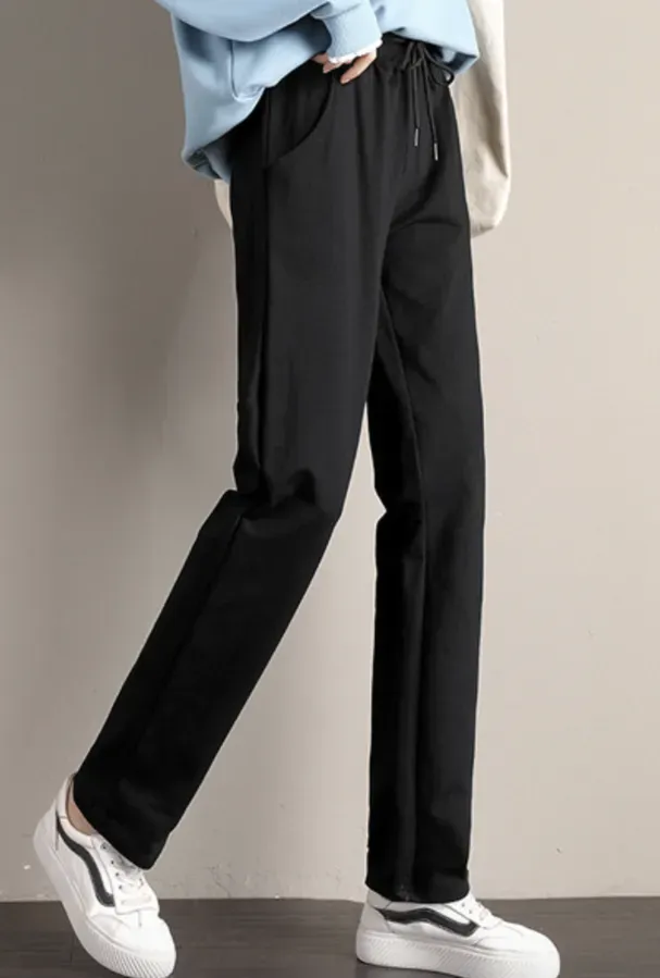 Casual Plain Pockets Lace-Up Sweatpants & Joggers