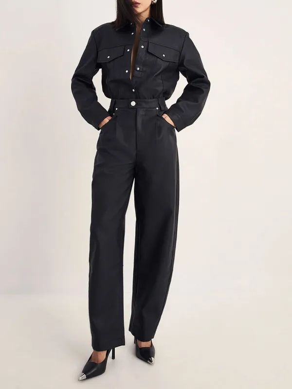 Women'S Oversized Drawstring-Accent Cropped Shirt