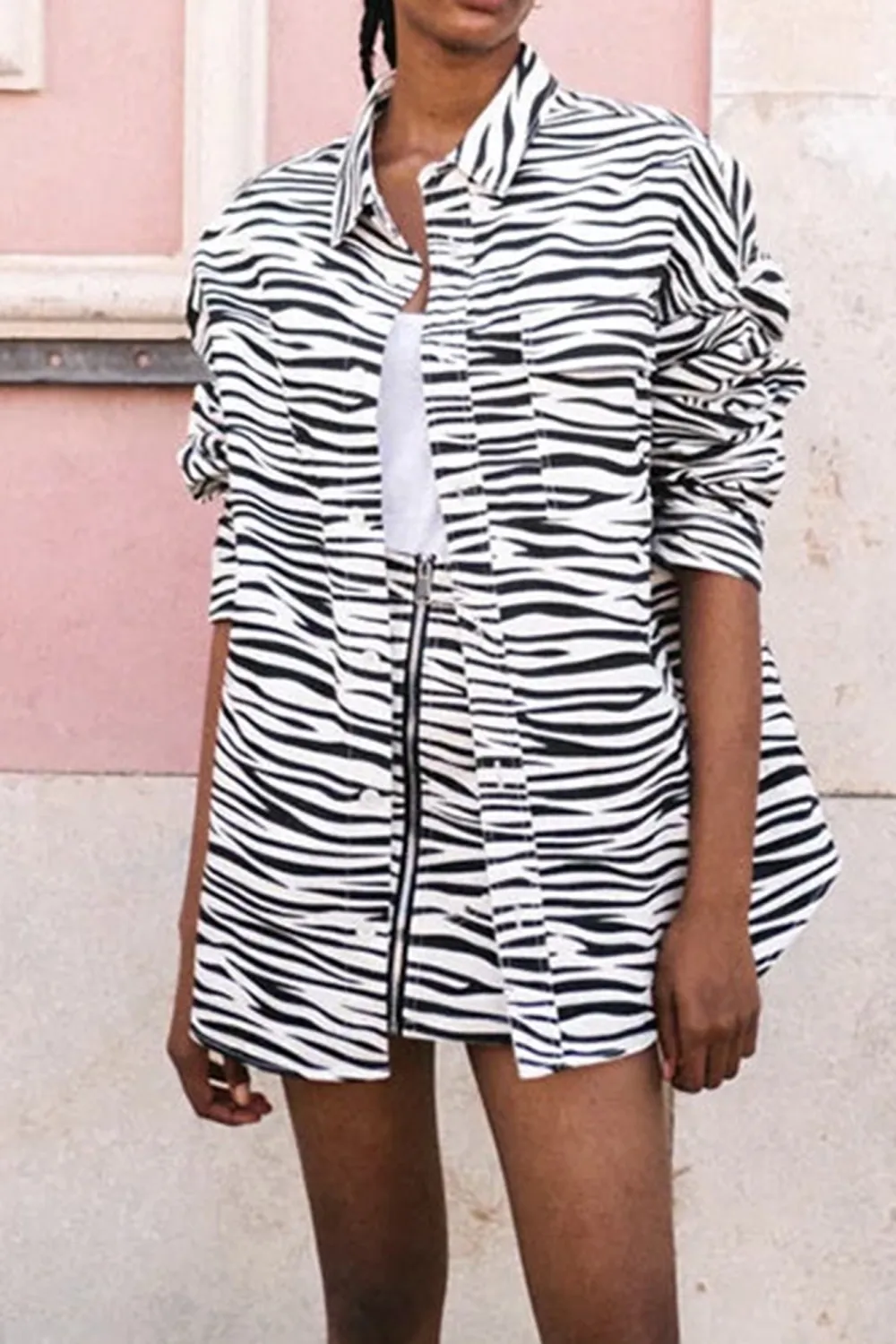 Basic Minimalist Loose Stripes Jacket
