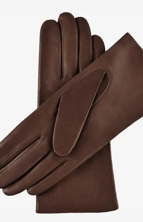 Touchscreen Pure Brown  Cashmere Lined Lambskin Gloves
