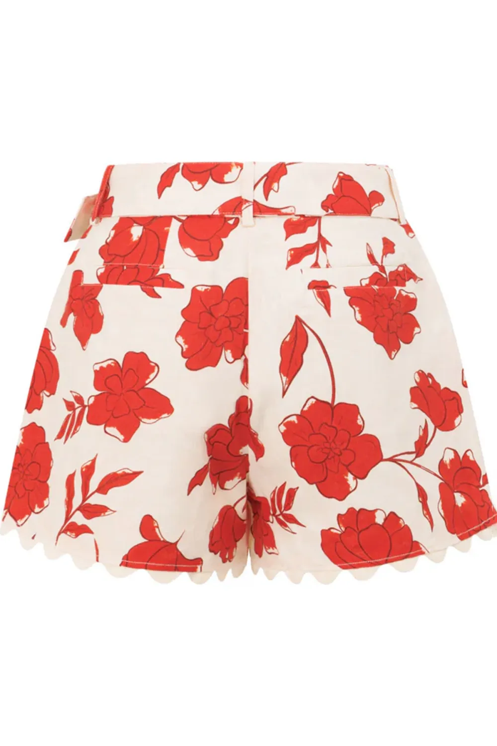 Floral Print Scalloped Hem Shorts