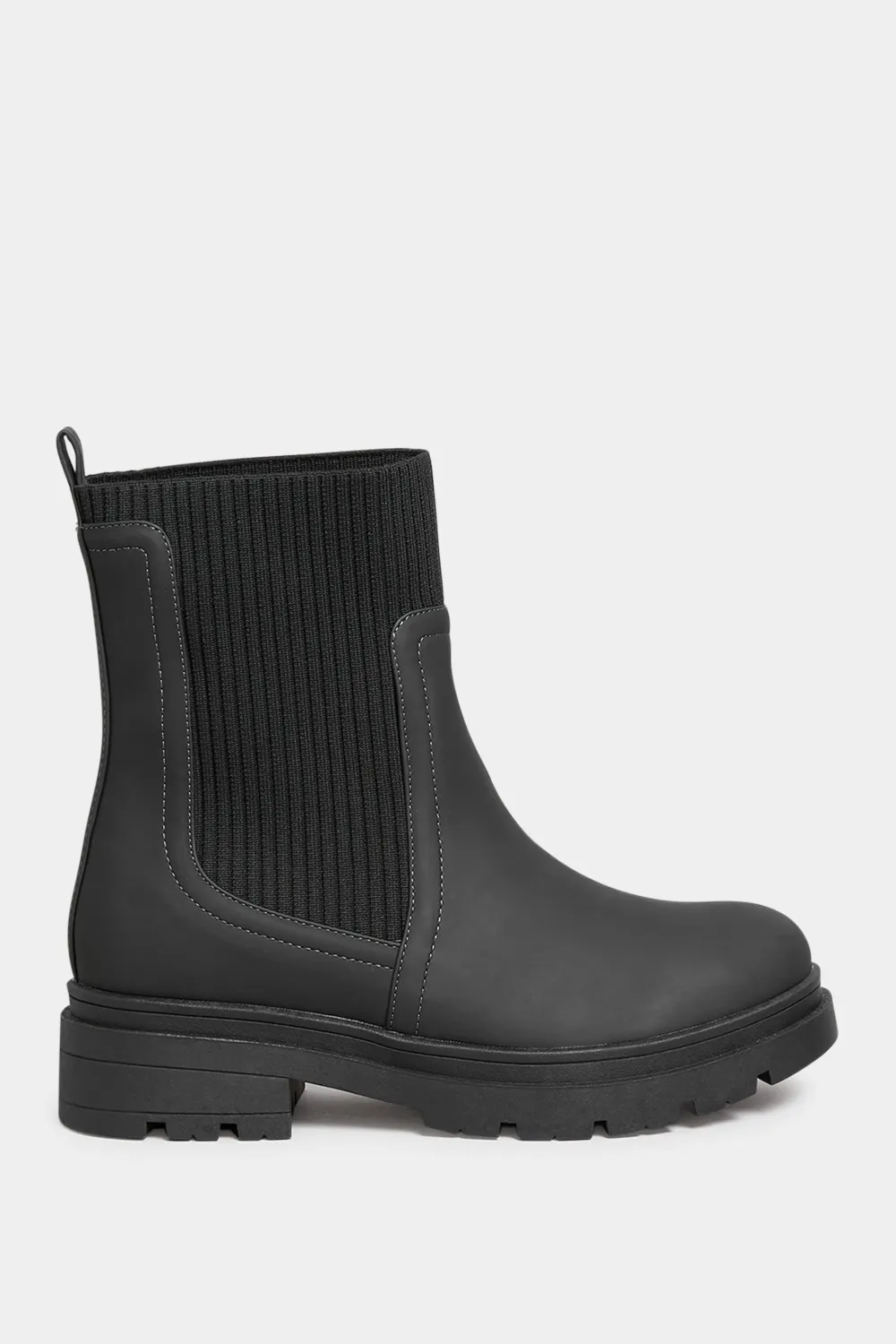 YOURS Curve Black Sock Chelsea Boots In Wide E Fit & Extra Wide EEE Fit