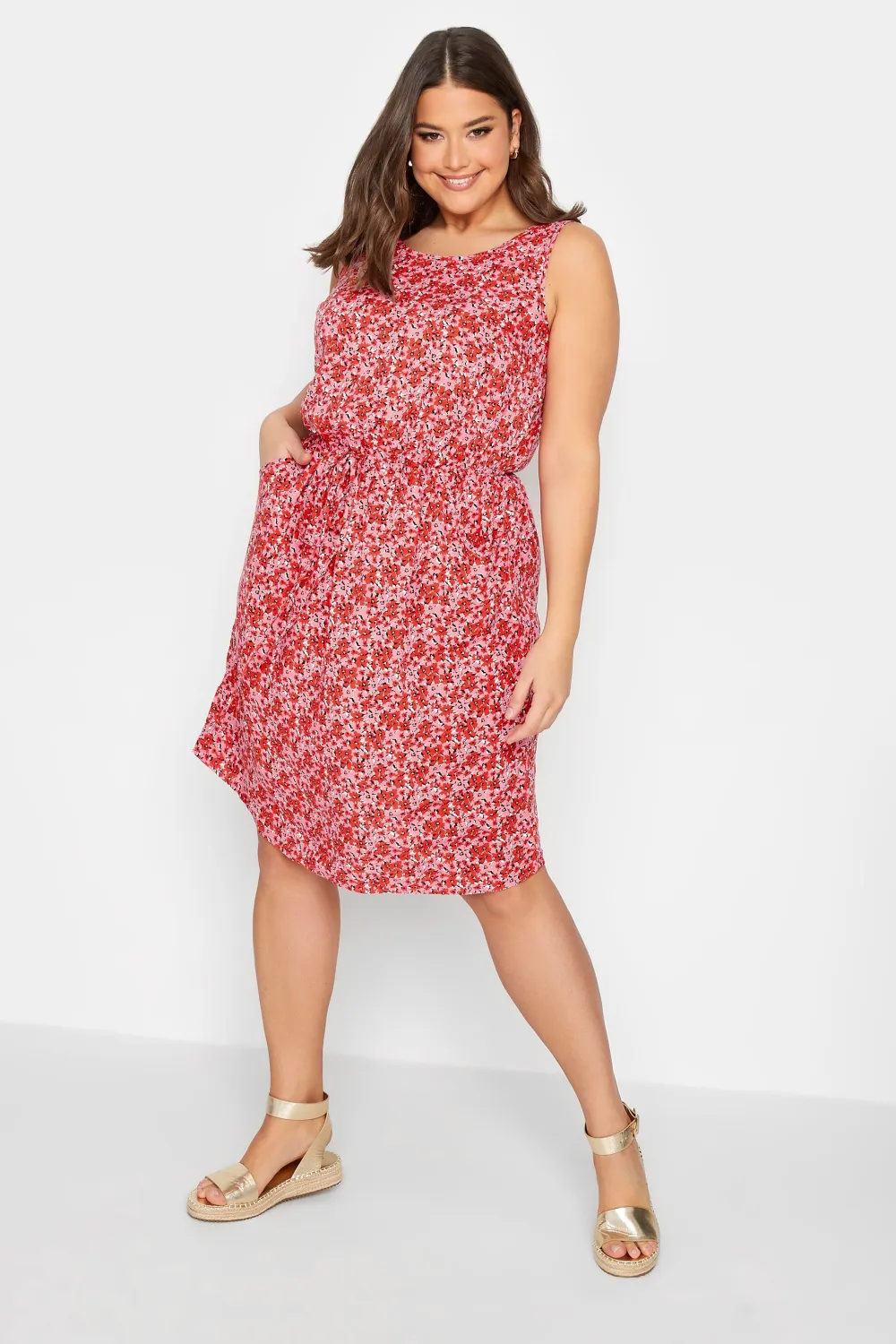 YOURS Curve Pink Floral Ditsy Print Mini Dress