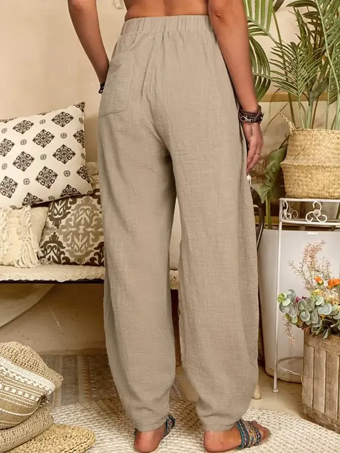 Women's Casual Pocket Loose Trousers