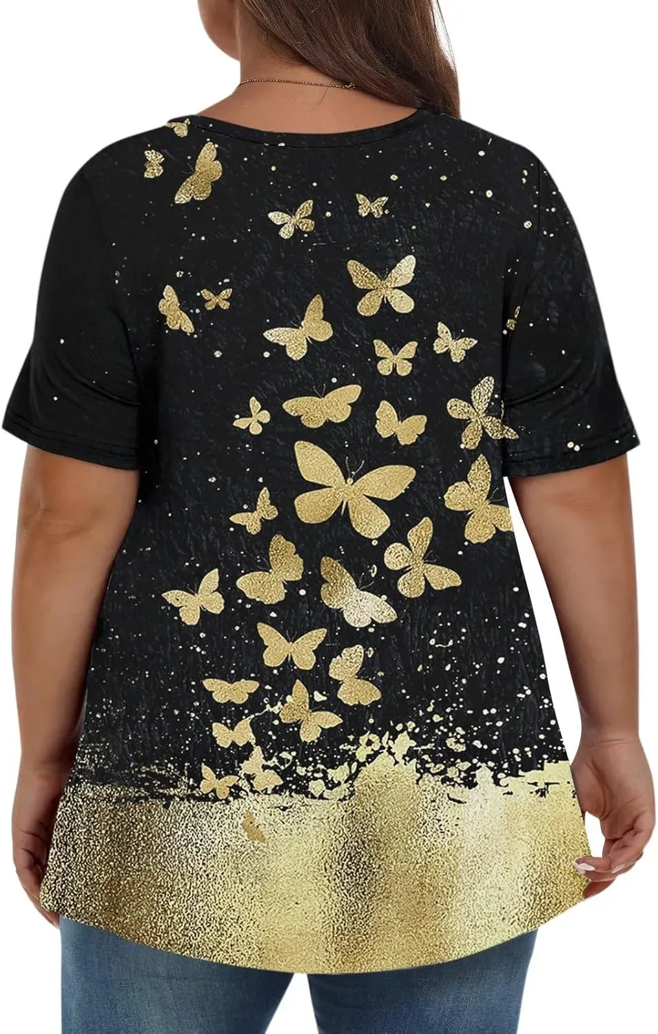 Plus Size Tops for Women Dressy Short Sleeve V Neck Shirts for Women Summer Tops for Women 2024 Floral Print Top