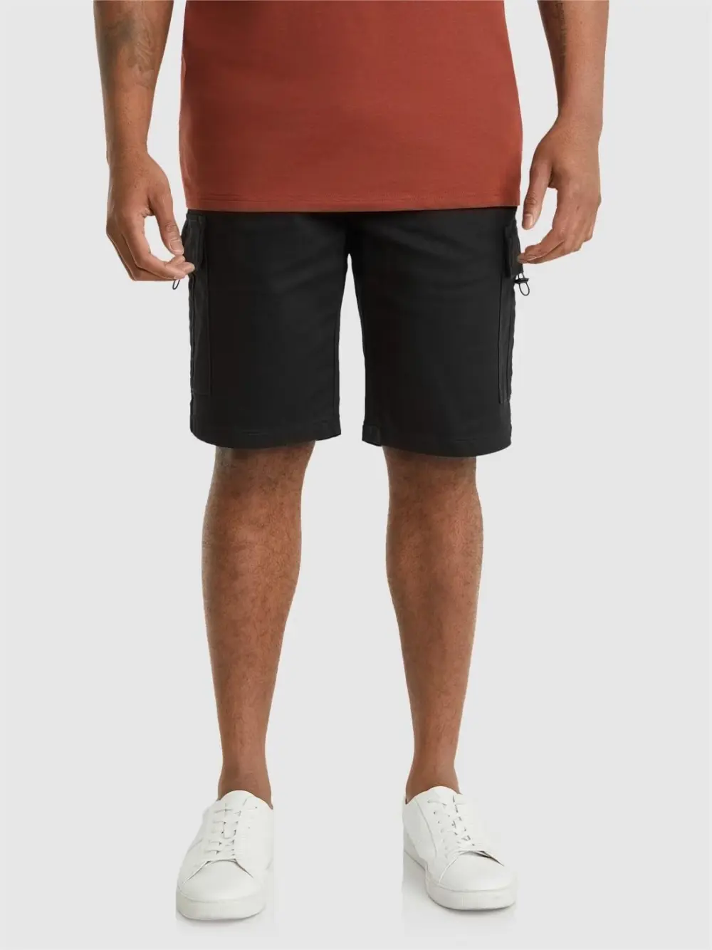 BLACK KNIT CARGO SHORTS