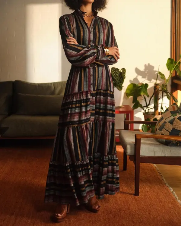 Linen Tiered Maxi Dress