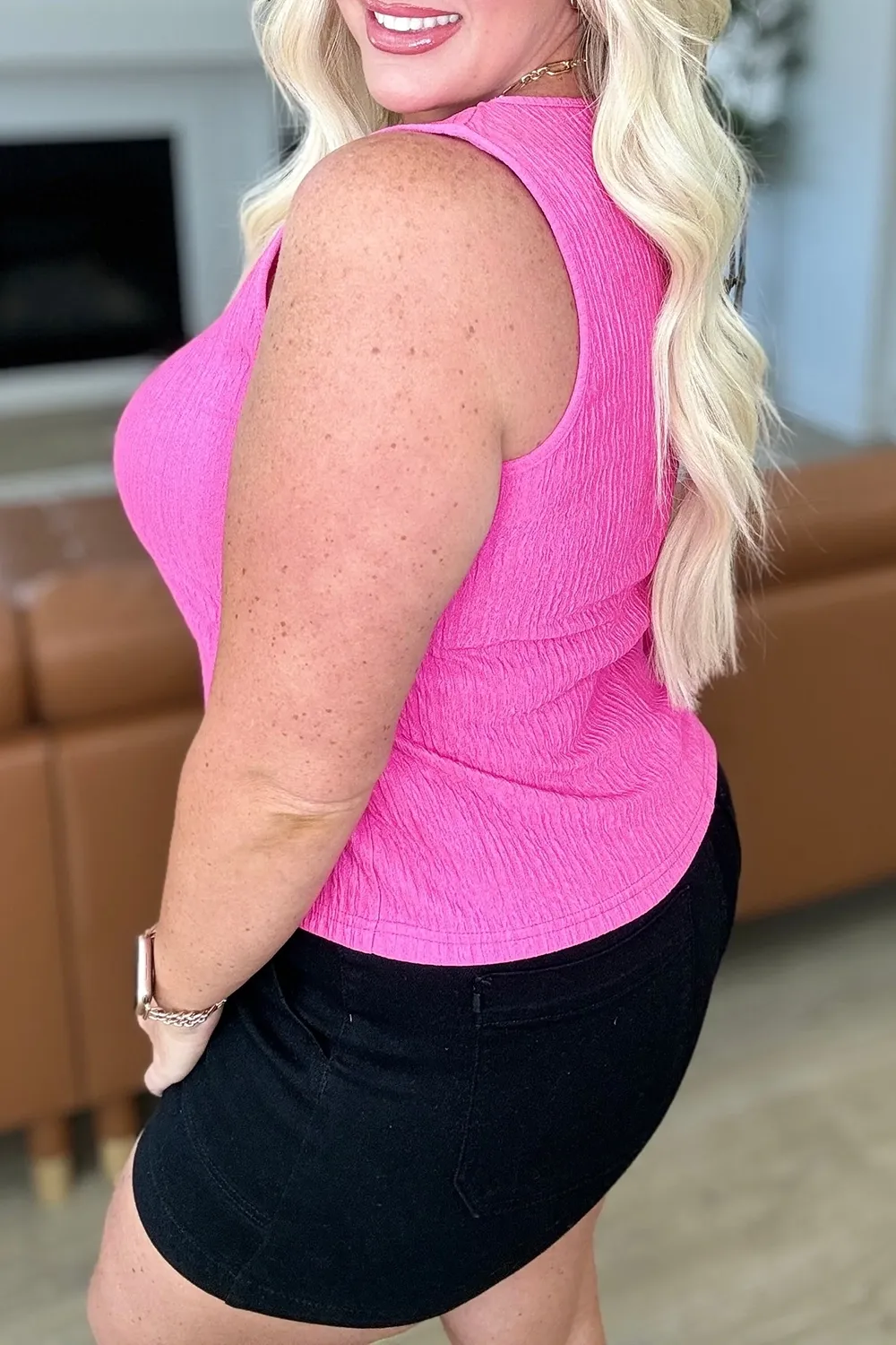 Pink Simple Super Soft  Slim-Fit Tank Tops