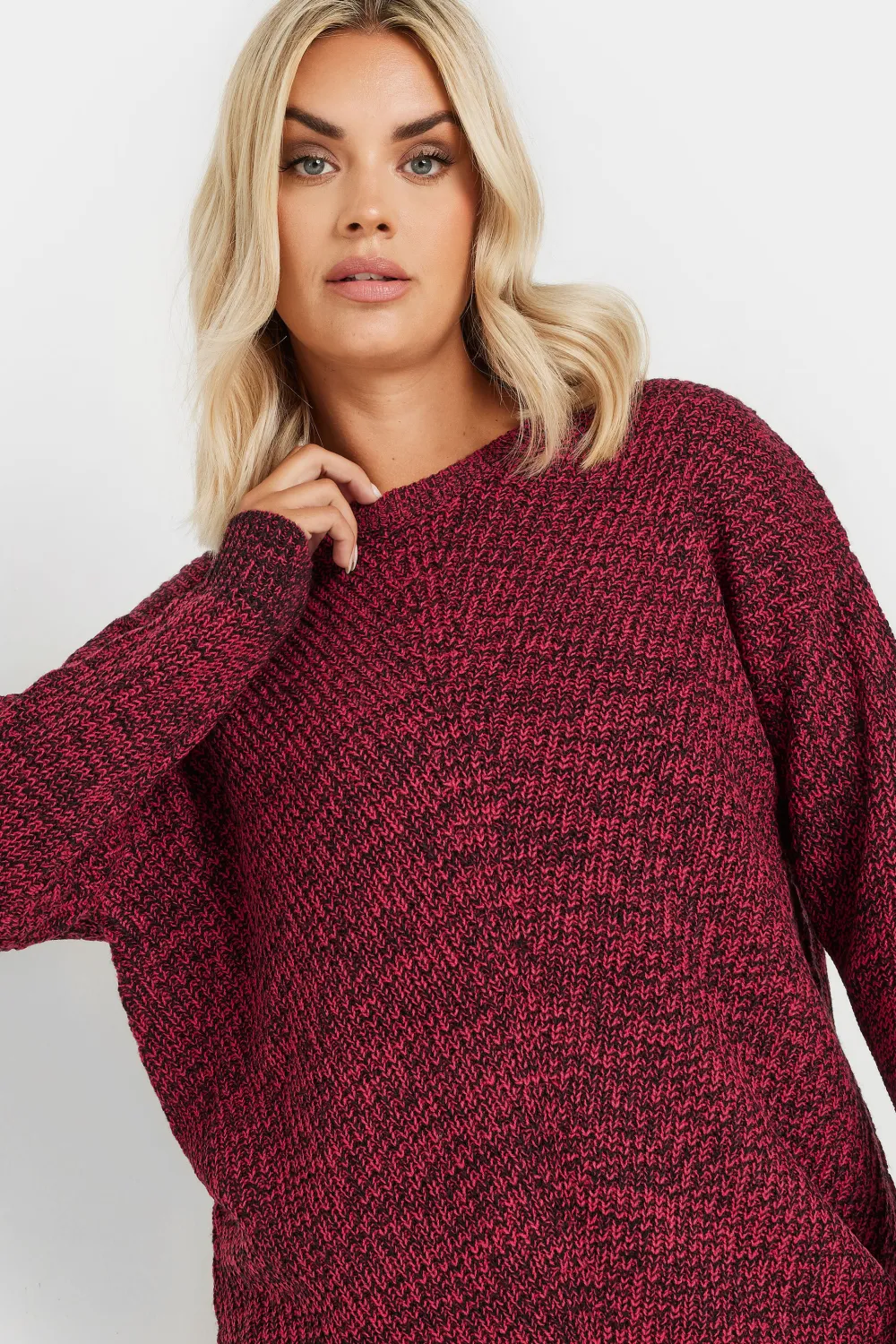 YOURS Curve Black & White Essential Knitted Jumper