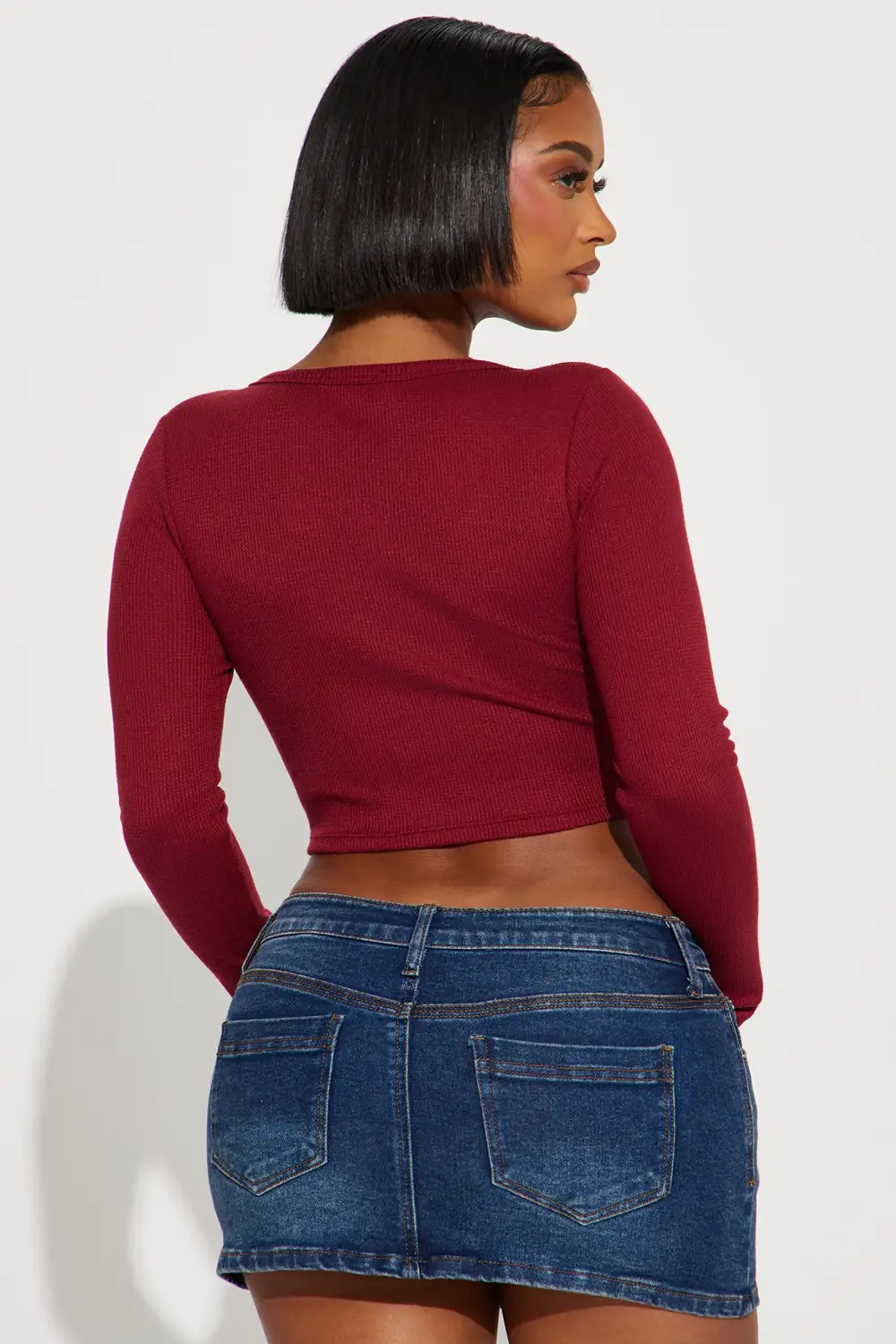 Nashville Rodeo Waffle Long Sleeve Tee - Brick Red