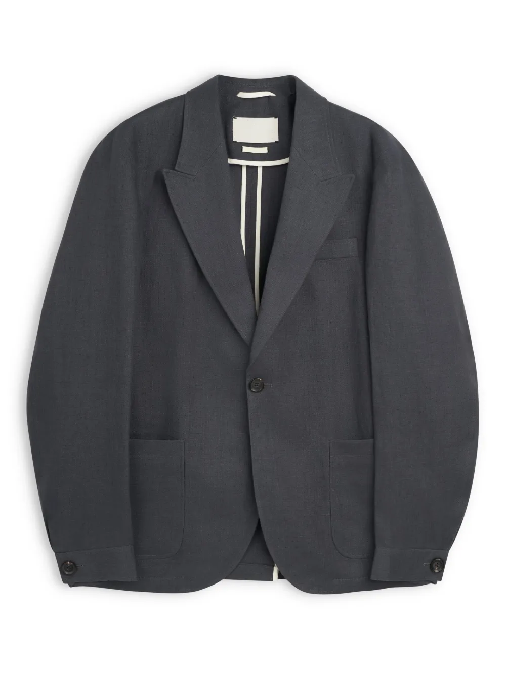 Grey Casual Style Lapel Linen Blazer