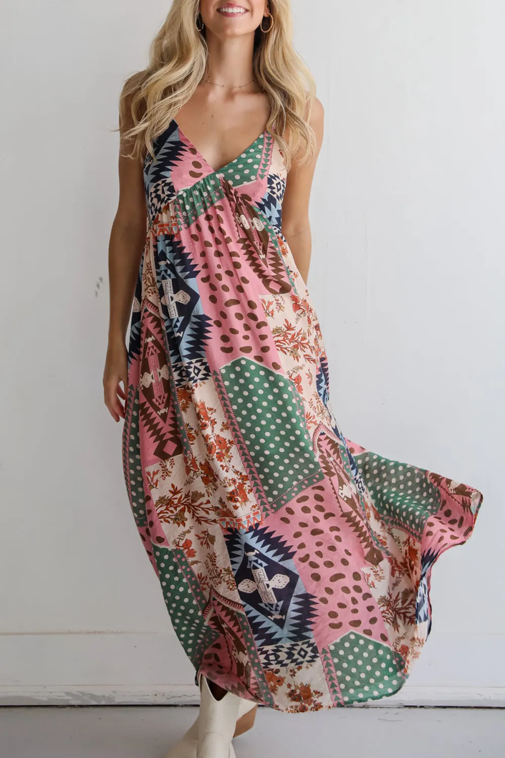 Unbelievably Divine Cream Patchwork Maxi Dress