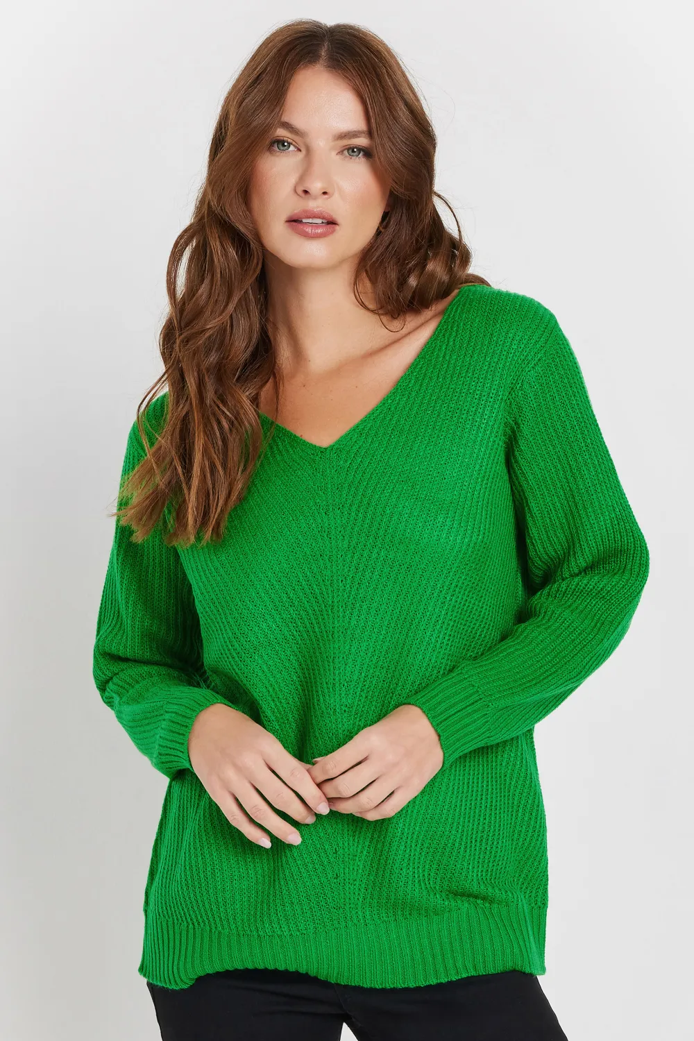 M&Co Fern Green V-Neck Knitted Jumper