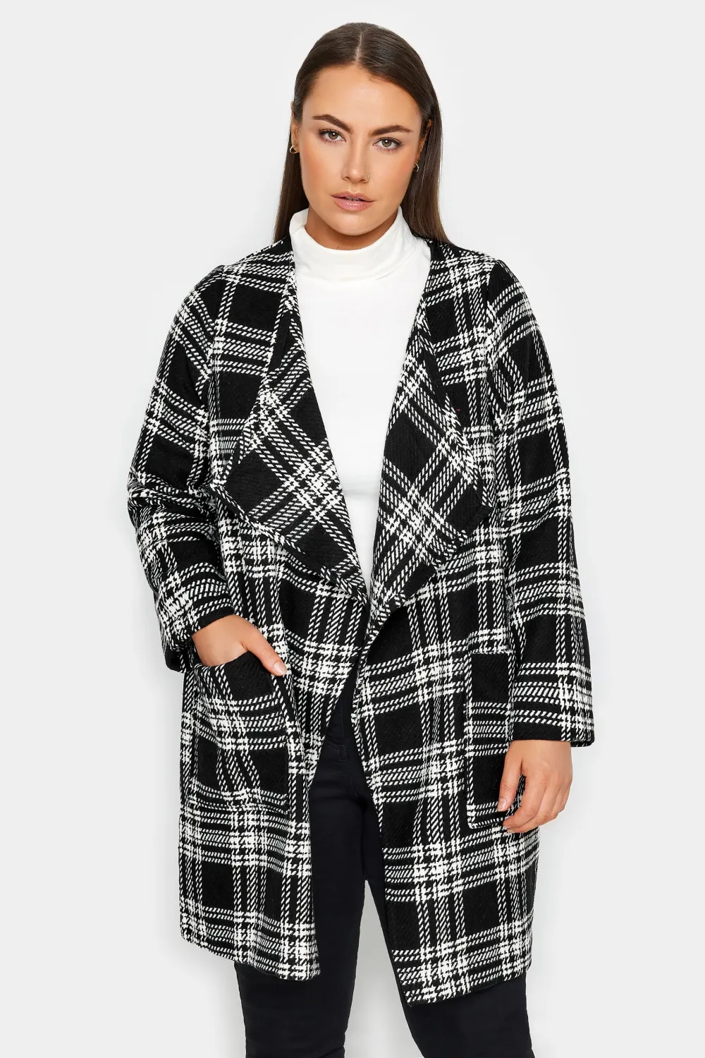Evans Black Checked Waterfall Jacket