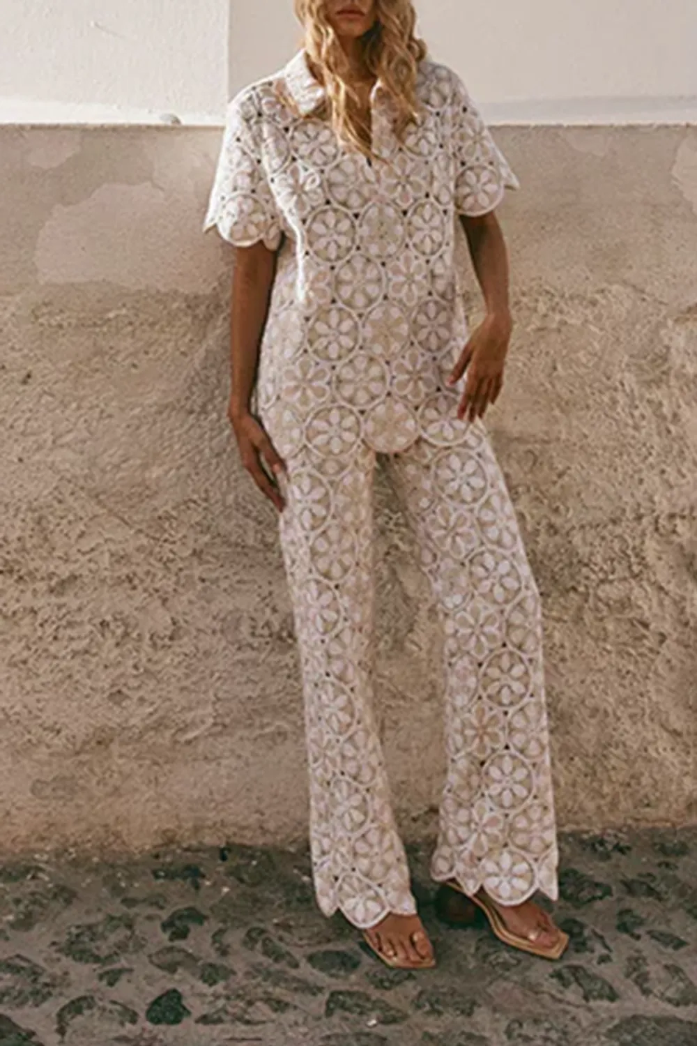 Crochet Open Work Short Sleeve Top