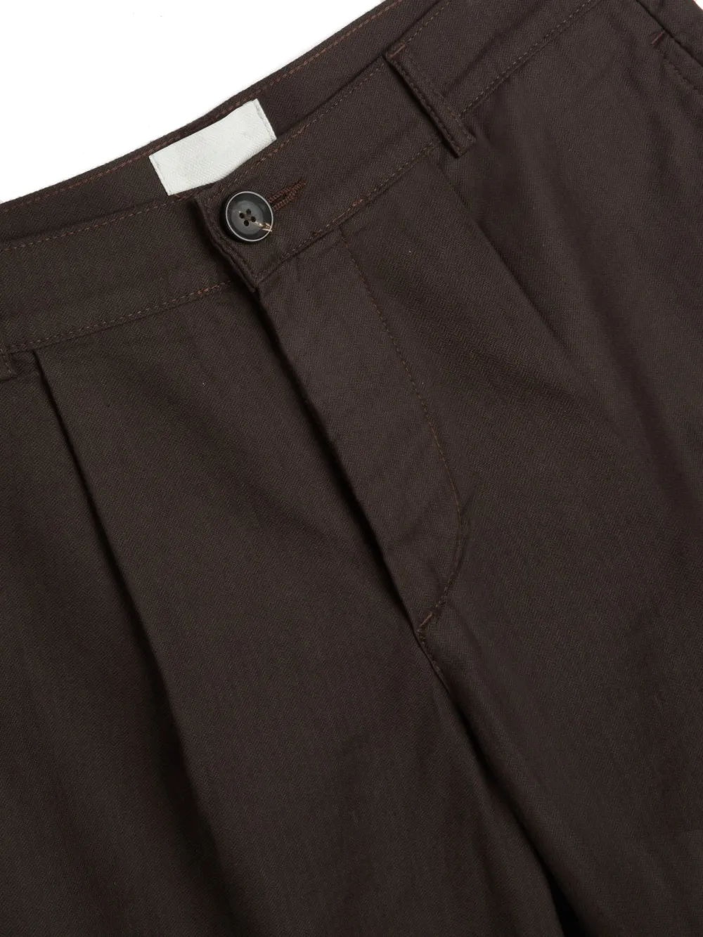Brown Linen-Cotton Shorts