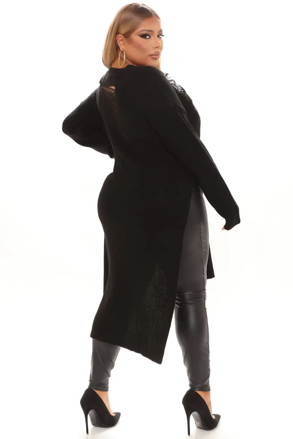 Kara Tie Front Sweater - Black