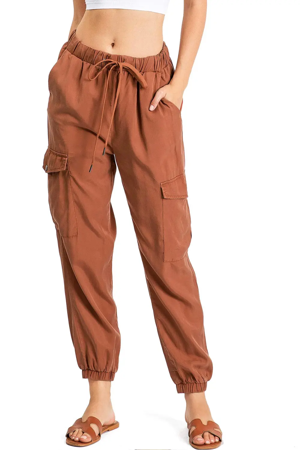 Rust - Colored Cargo Jogger Pants
