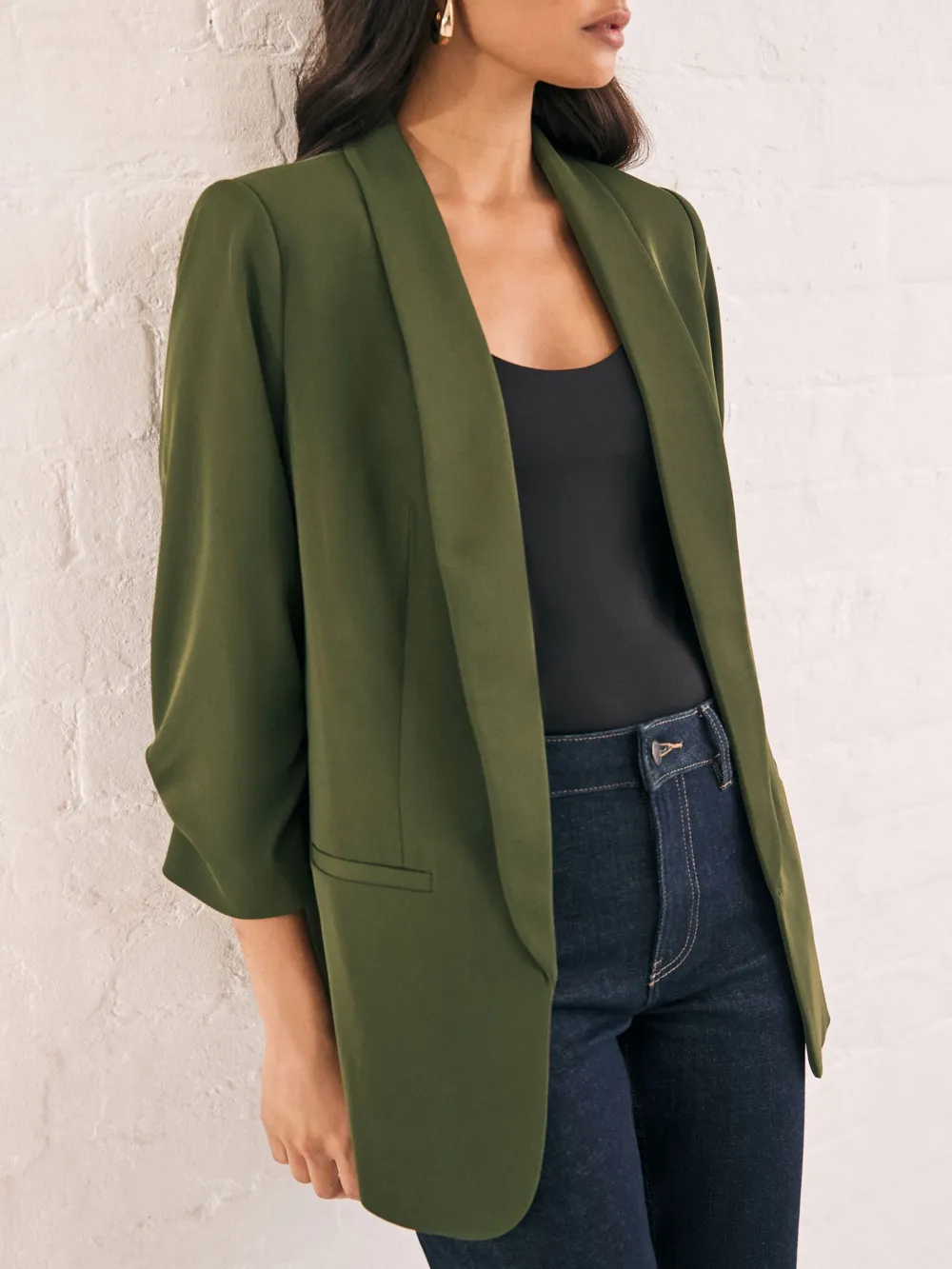 Loose Pleated Sleeve Suit Jacket