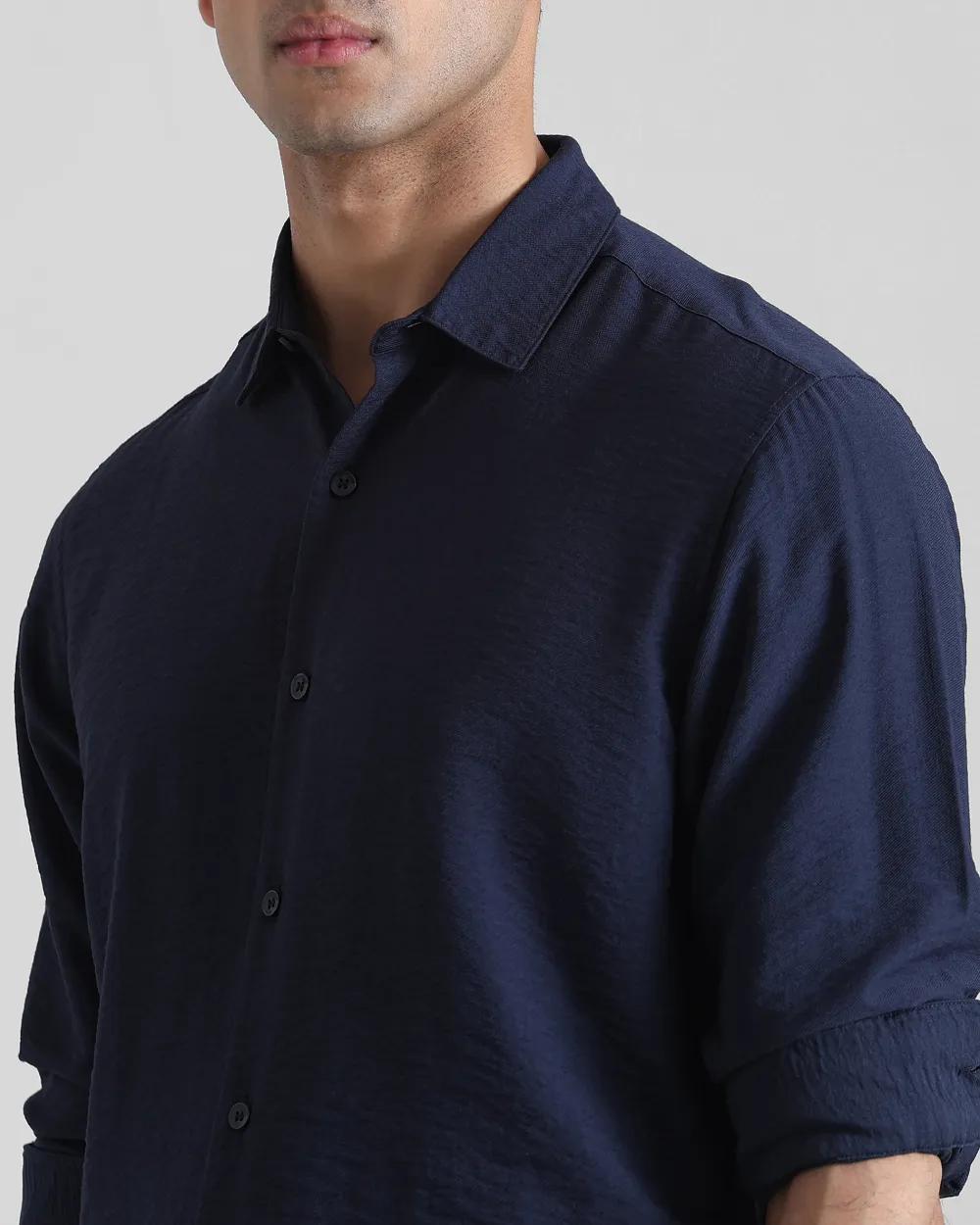 Leisure Simple Comfortable Slim-Fit Breathable Navy Shirt