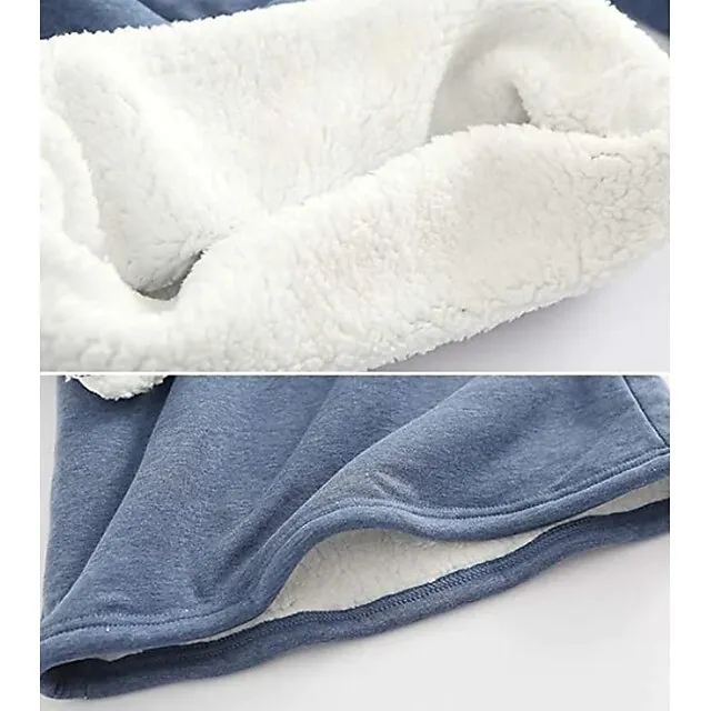 Women's Plus Size Sweatshirt Pullover Cat Teddy Sherpa Fleece Denim Blue Black White Street Casual Round Neck Long Sleeve Top Micro-elastic Fall & Winter