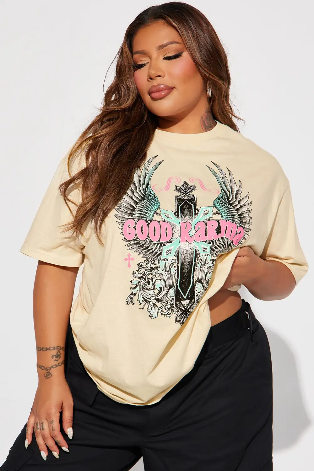 Good Faith And Karma Graphic Tee - Sand
