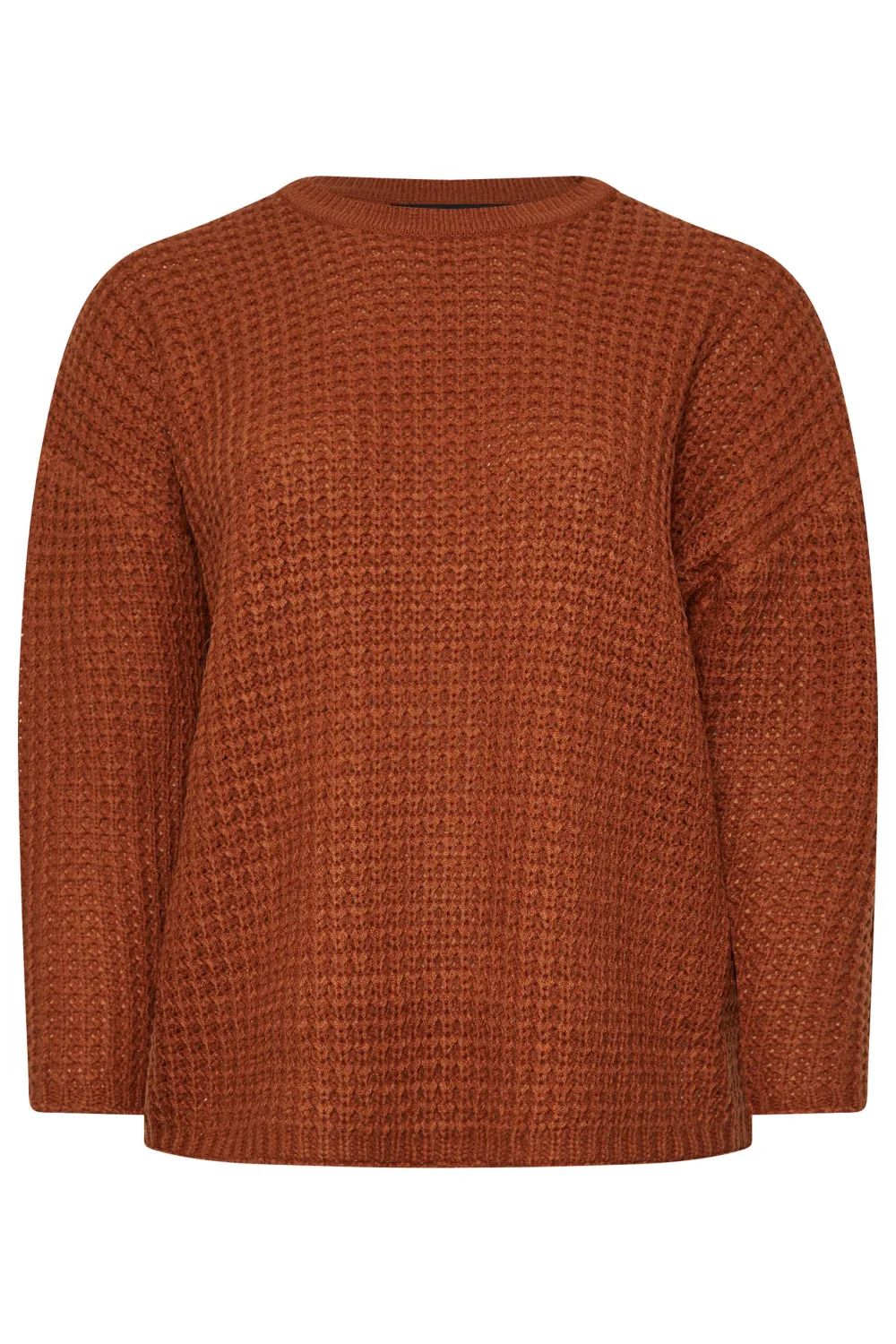 YOURS Curve Stone Brown Waffle Knit Jumper