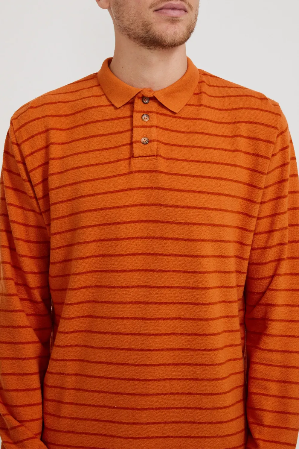 Orange Horizontal Striped Polo Shirt