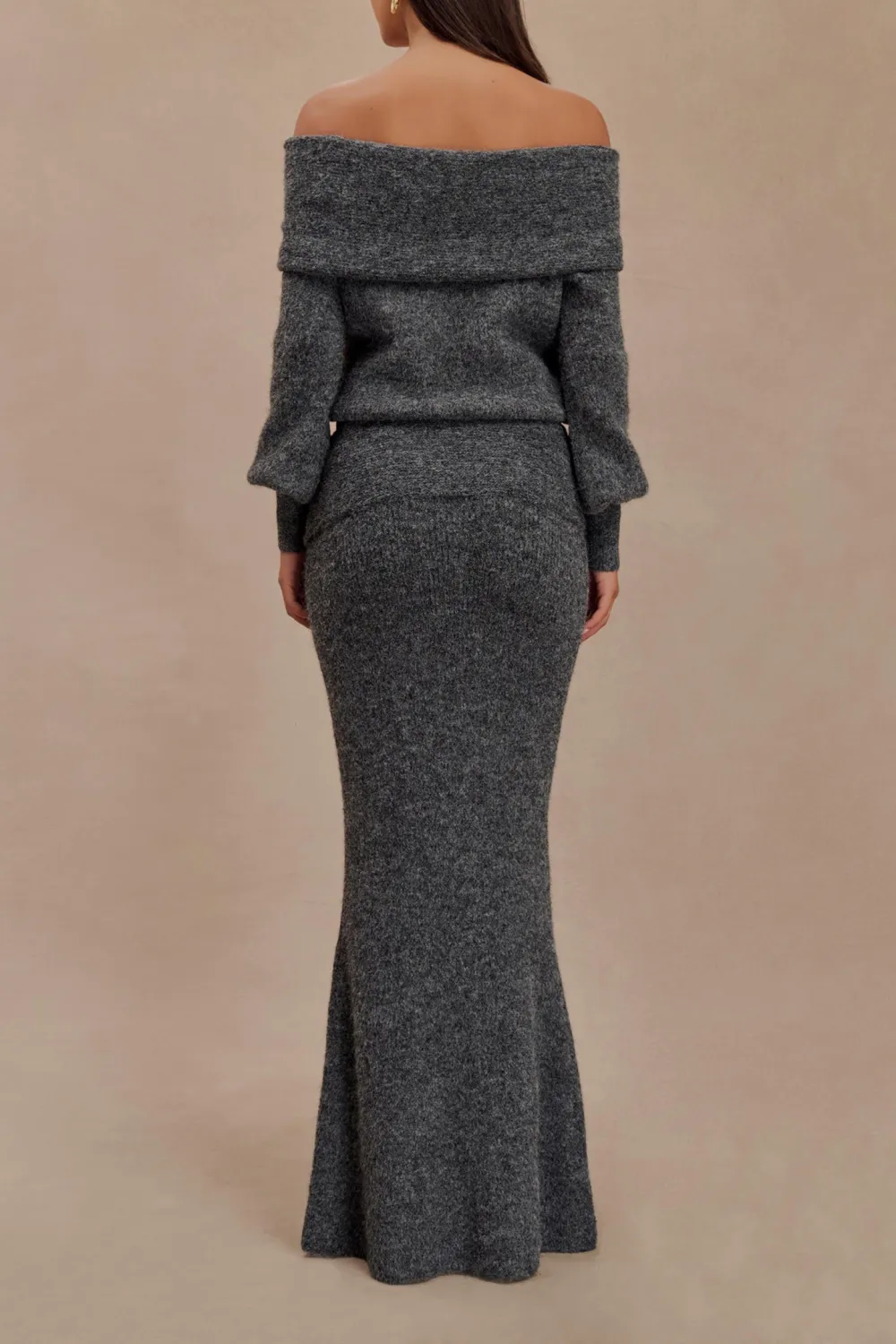 Knit Maxi Skirt With Overlay