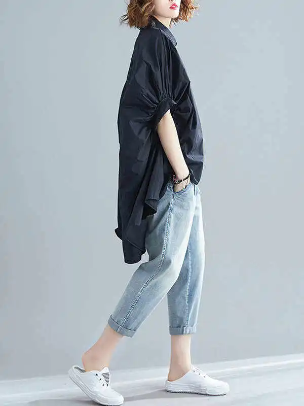 Irregular High-Low Oversize Batwing Sleeve Shirt