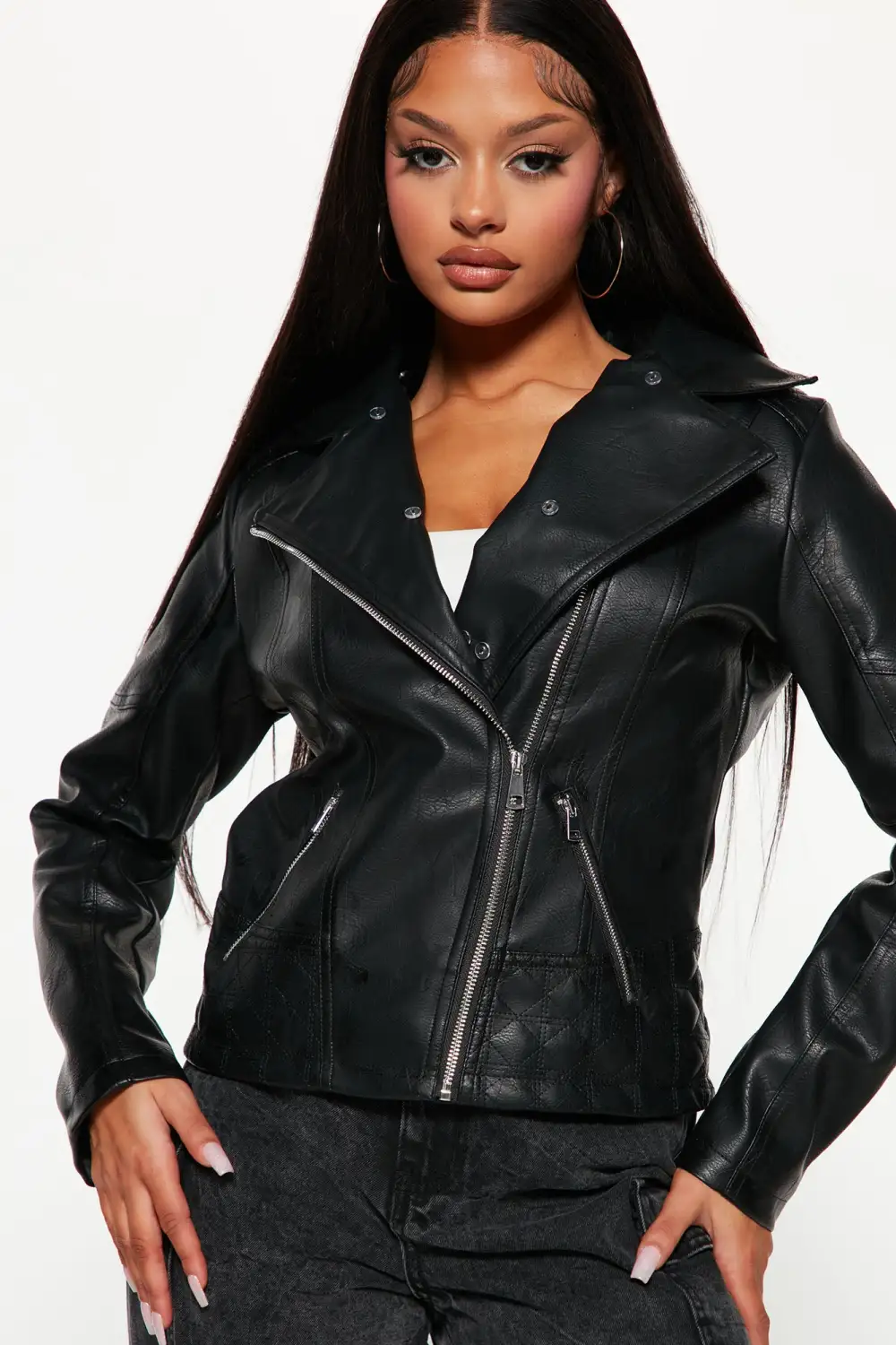 Elsa Faux Leather Jacket - Black