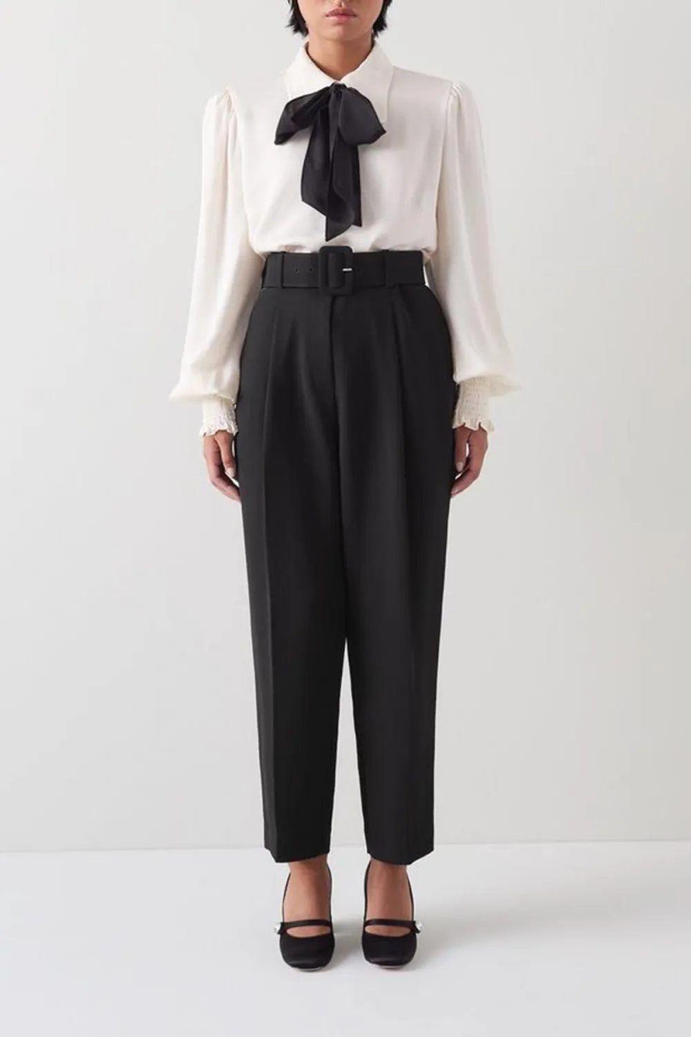 Black High Waist Tapered Trousers