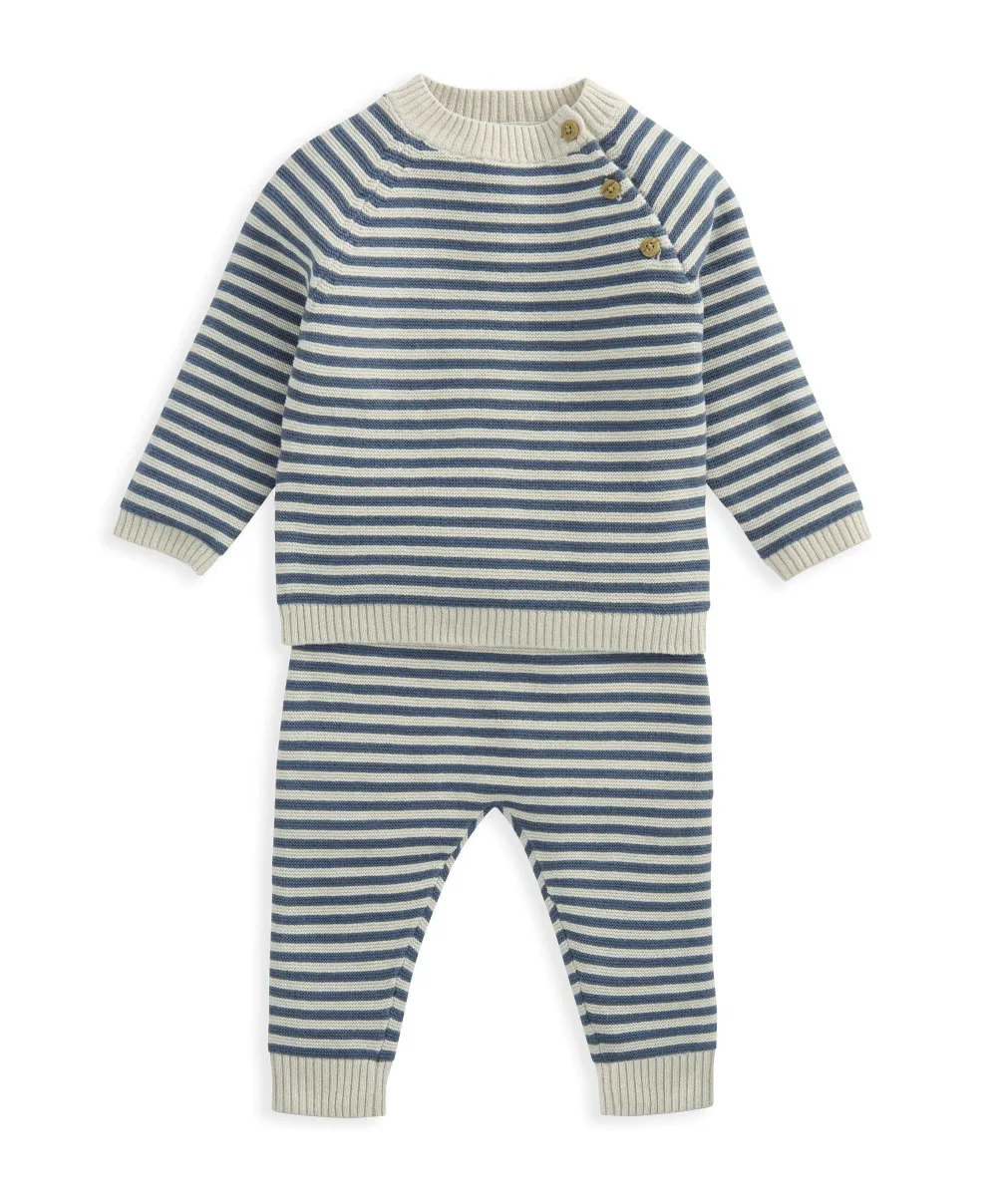 Stripe Jumper & Leggings Set - Blue
