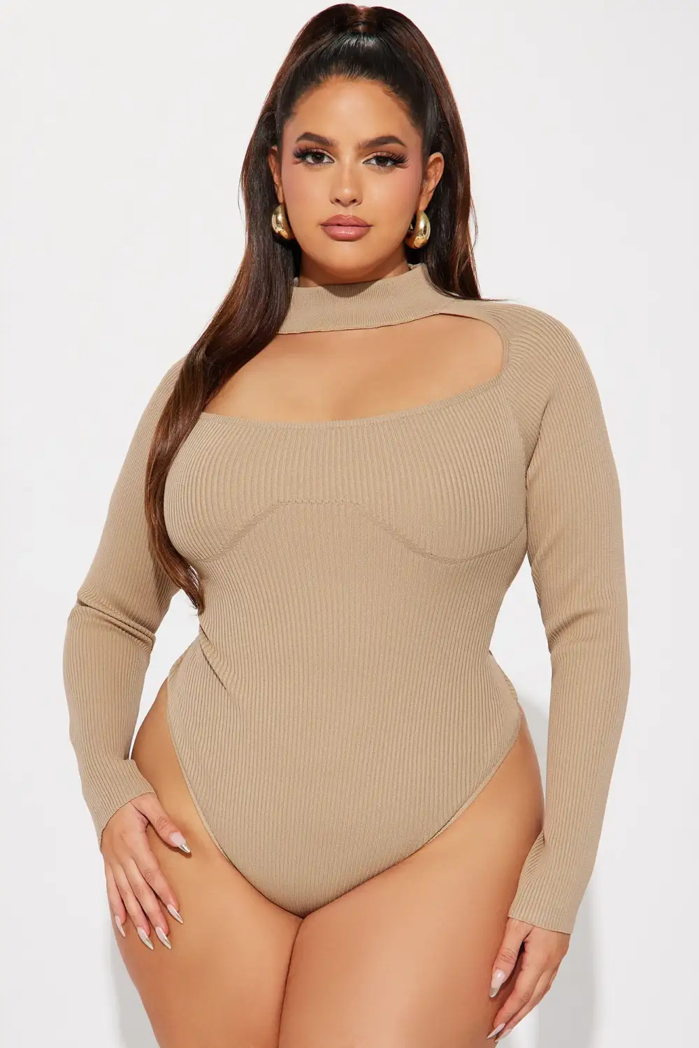 Jodeci Sweater Bodysuit - Taupe