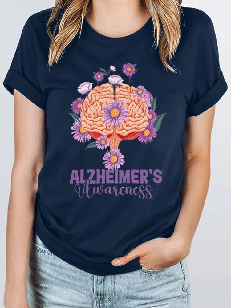 Women's I Will Remember For You Dementia Alzheimer's Disease Awareness Print T-Shirt
