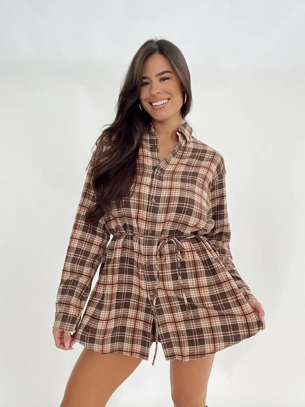 Plaid Shirt Romper