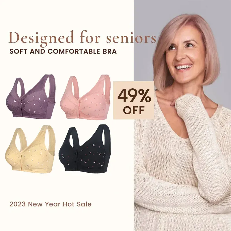 🔥Pay 1 Get 3(3packs)🔥Design for Senior Front Closure Cotton Bra-FREE SHIPPING