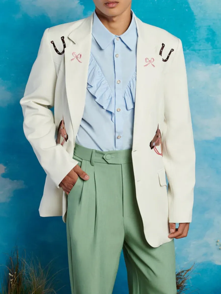 Embroidery Single Breasted Blazer