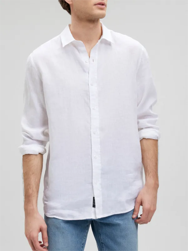 Collar Crew Neck Long - Sleeve Shirt