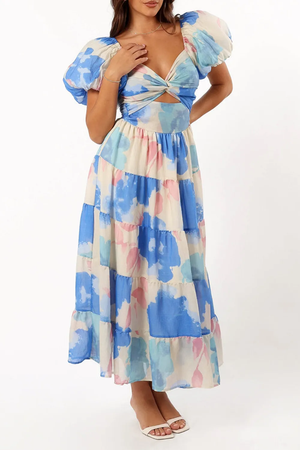 BLUE FLORAL MIDI DRESS