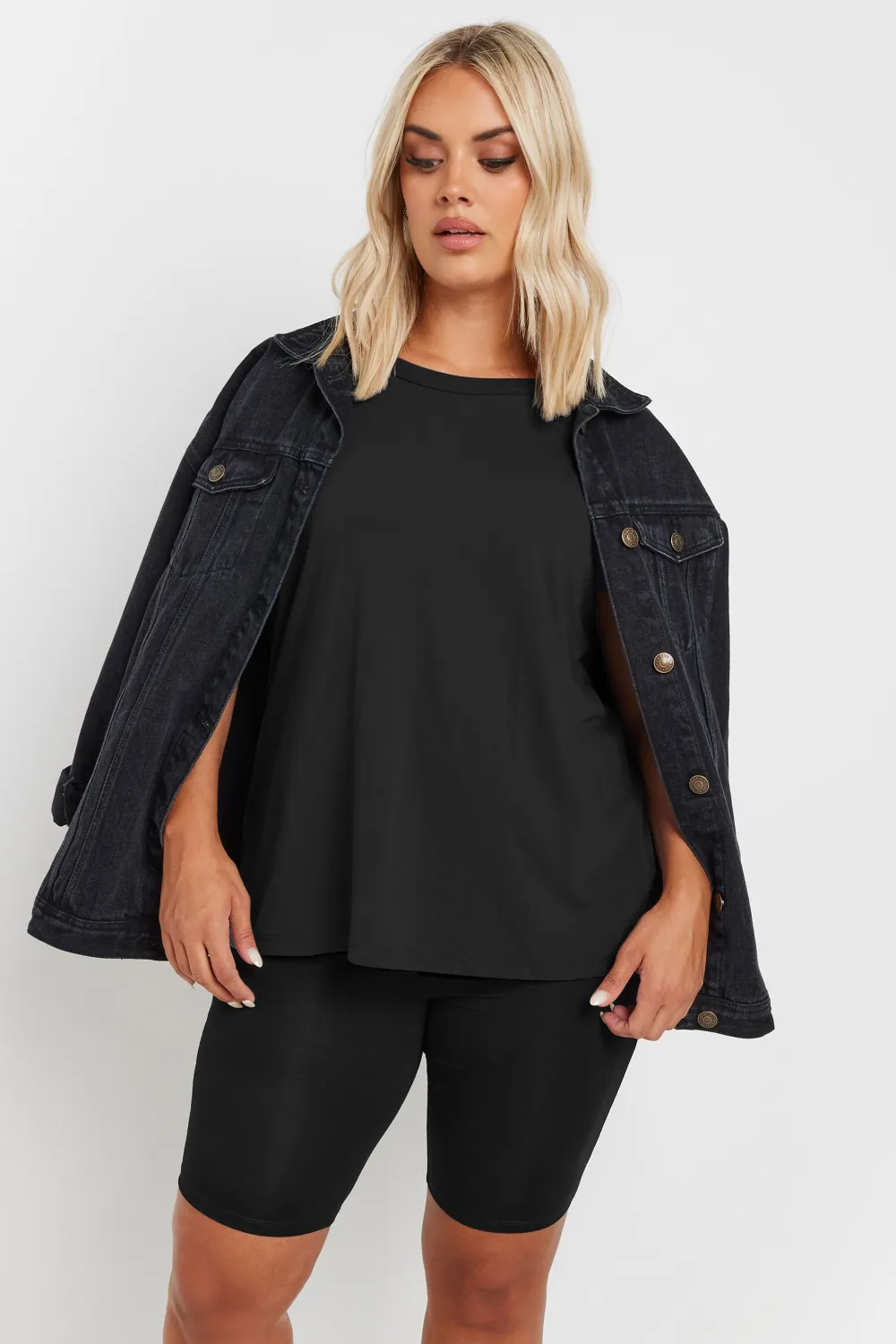 YOURS Curve Black TUMMY CONTROL Soft Touch Stretch Cycling Shorts