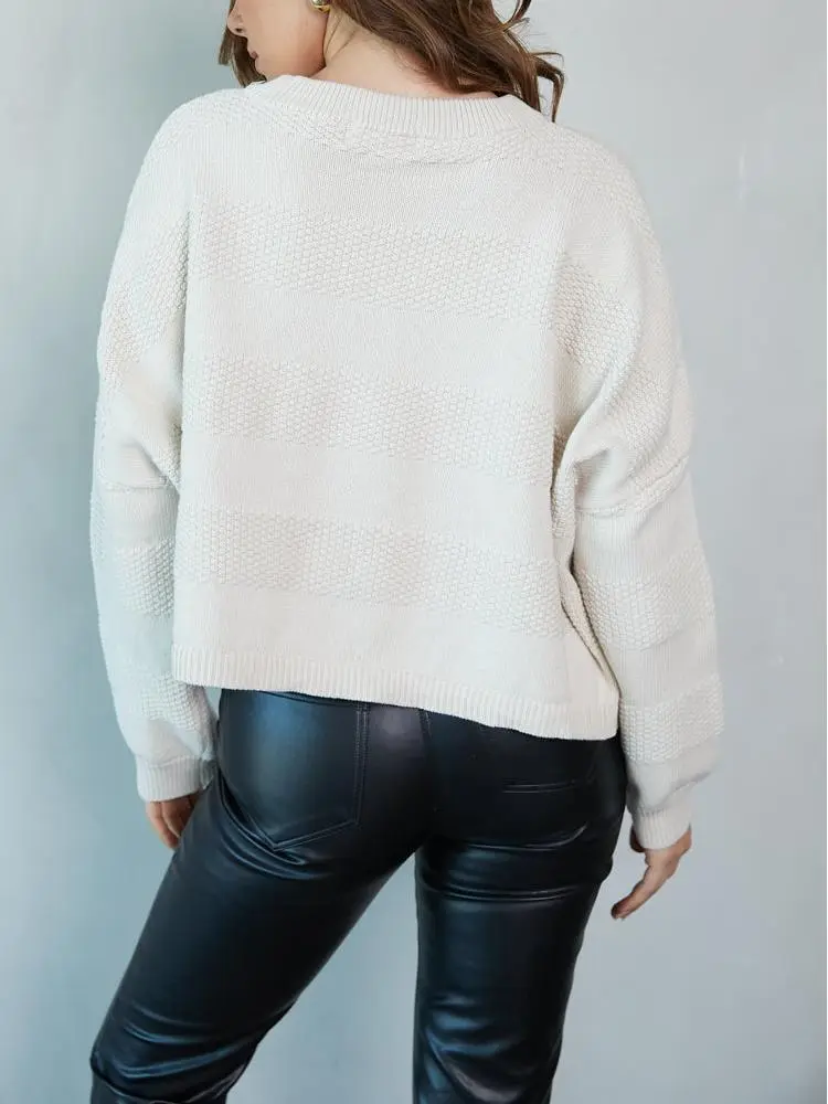 Striped Knit Cropped Sweater