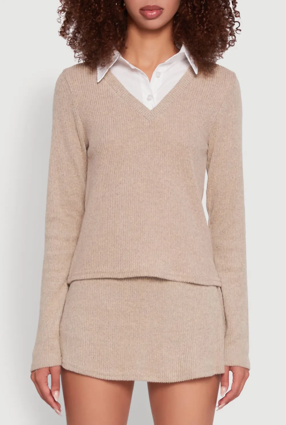 Fake Two Shirts Collar Sweater