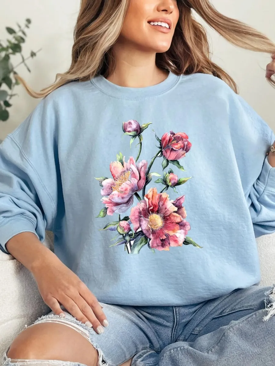 Watercolor Peony Sweatshirt