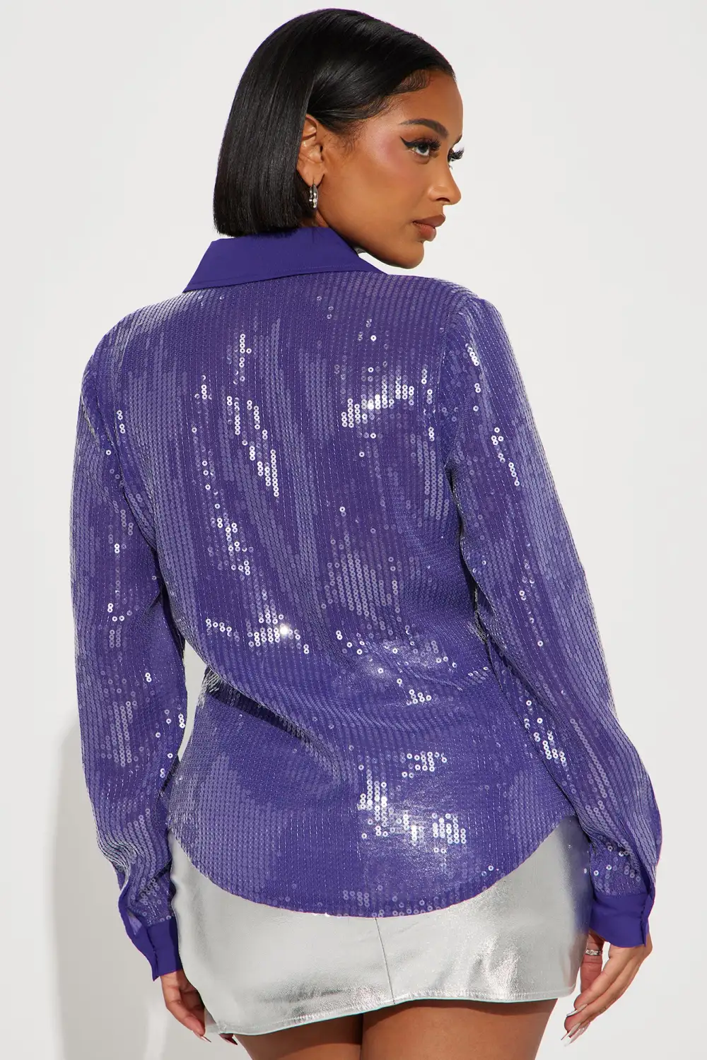 Meet Me At Midnight Sequin Shirt - Purple