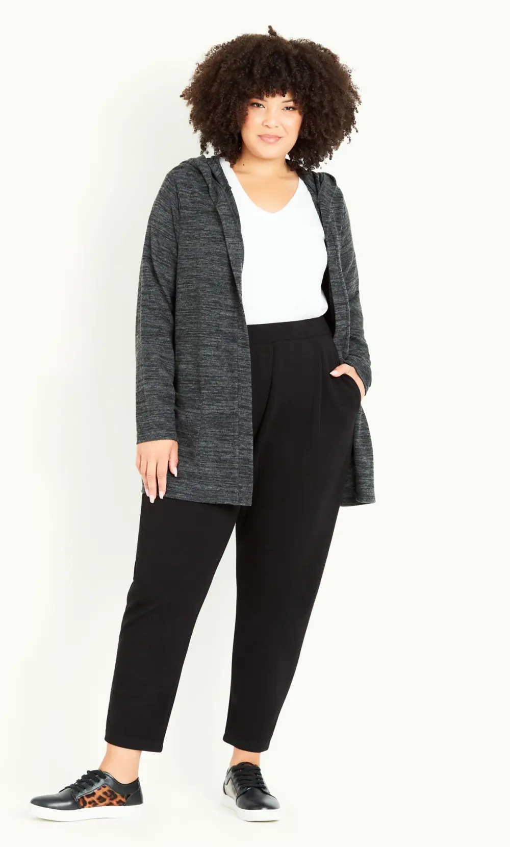 Evans Charcoal Grey Soft Touch Hooded Cardigan