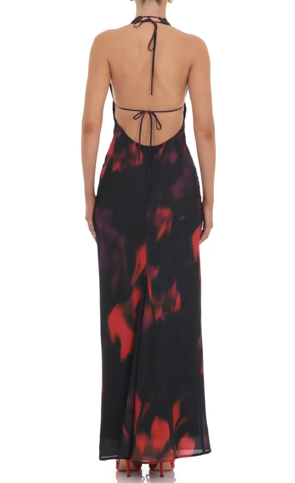 Swirl Lace Bust Maxi Dress in Multicolor Print