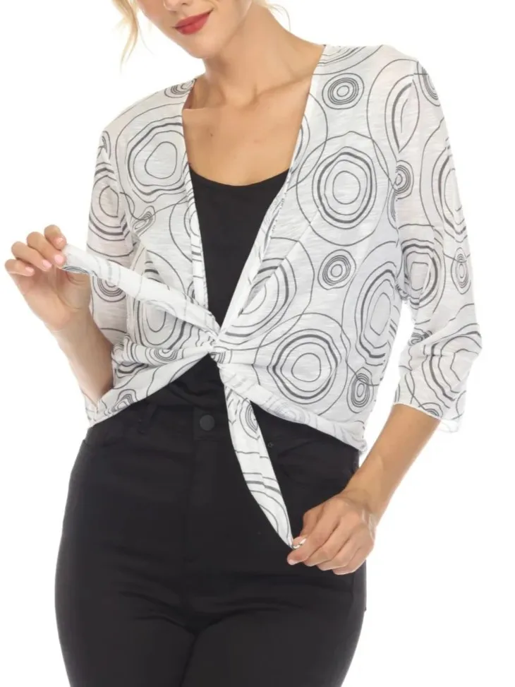 Black and White Circular Print Bolero