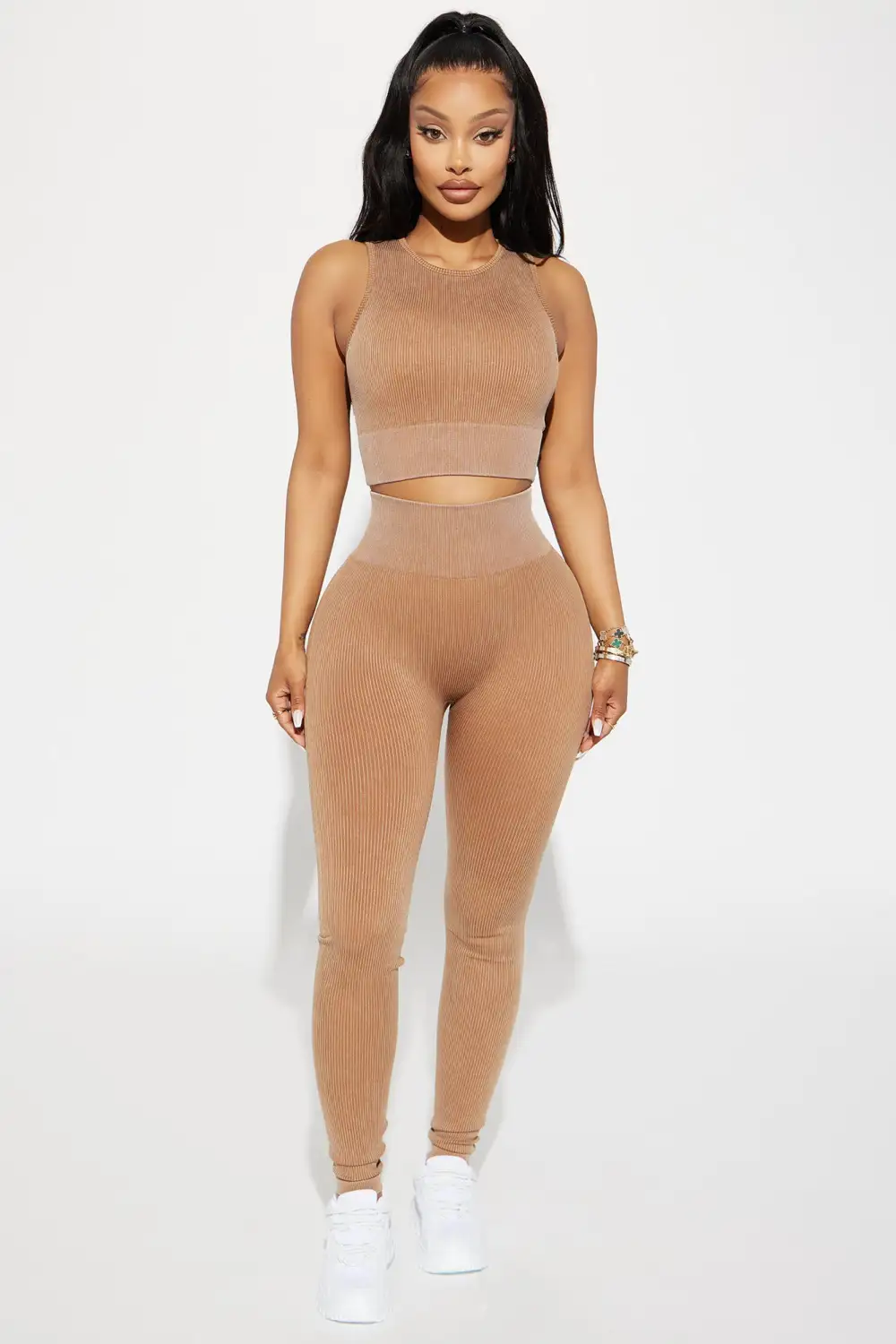 Alexa Washed Active Top - Brown